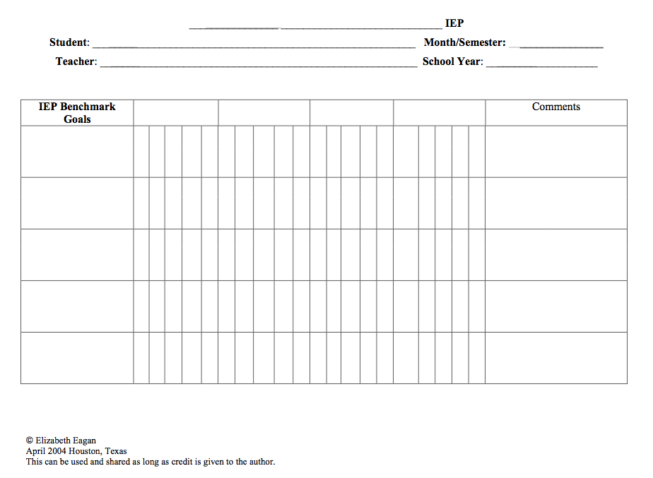 Data Sheets For Tracking IEP Goals Paths To Literacy