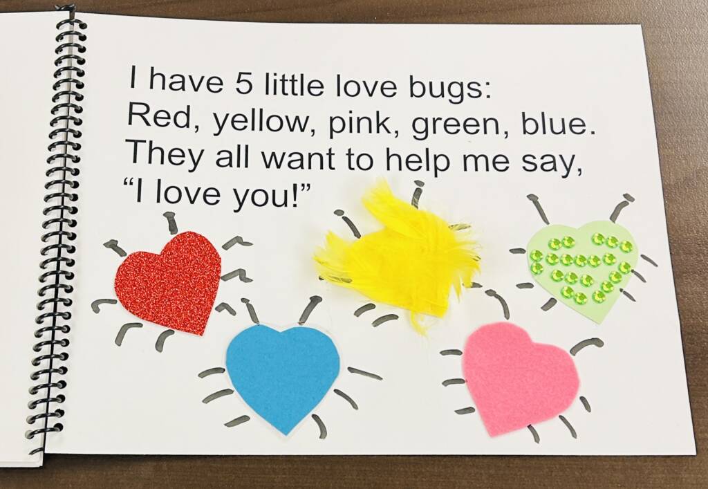 Last page with 5 little love bugs together.