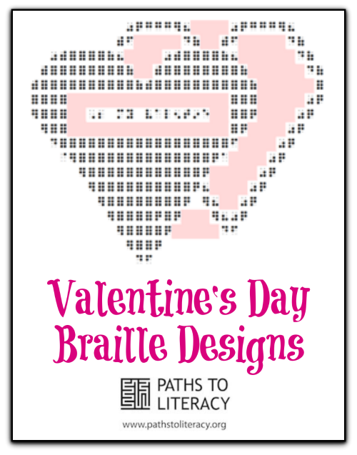 collage of Valentine's Day braille designs