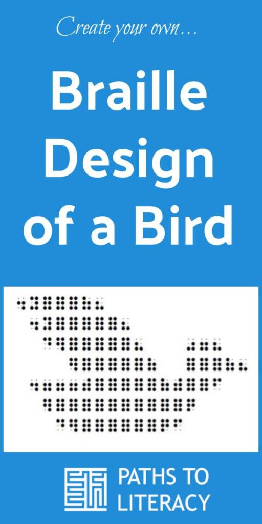 collage of braille design of a bird