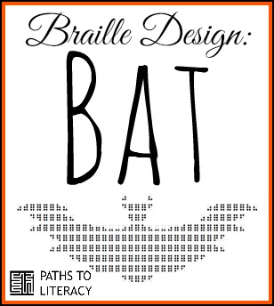 collage of braille design of a bat