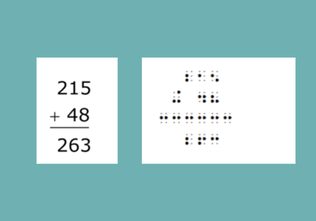 Math problem in print and braille