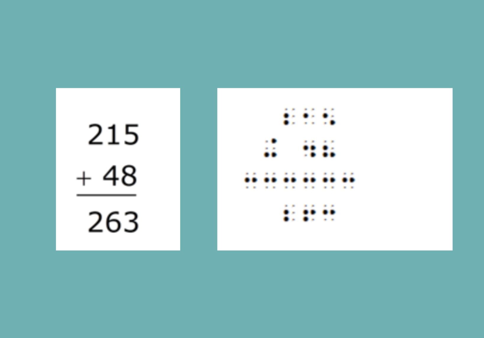 Math problem in print and braille