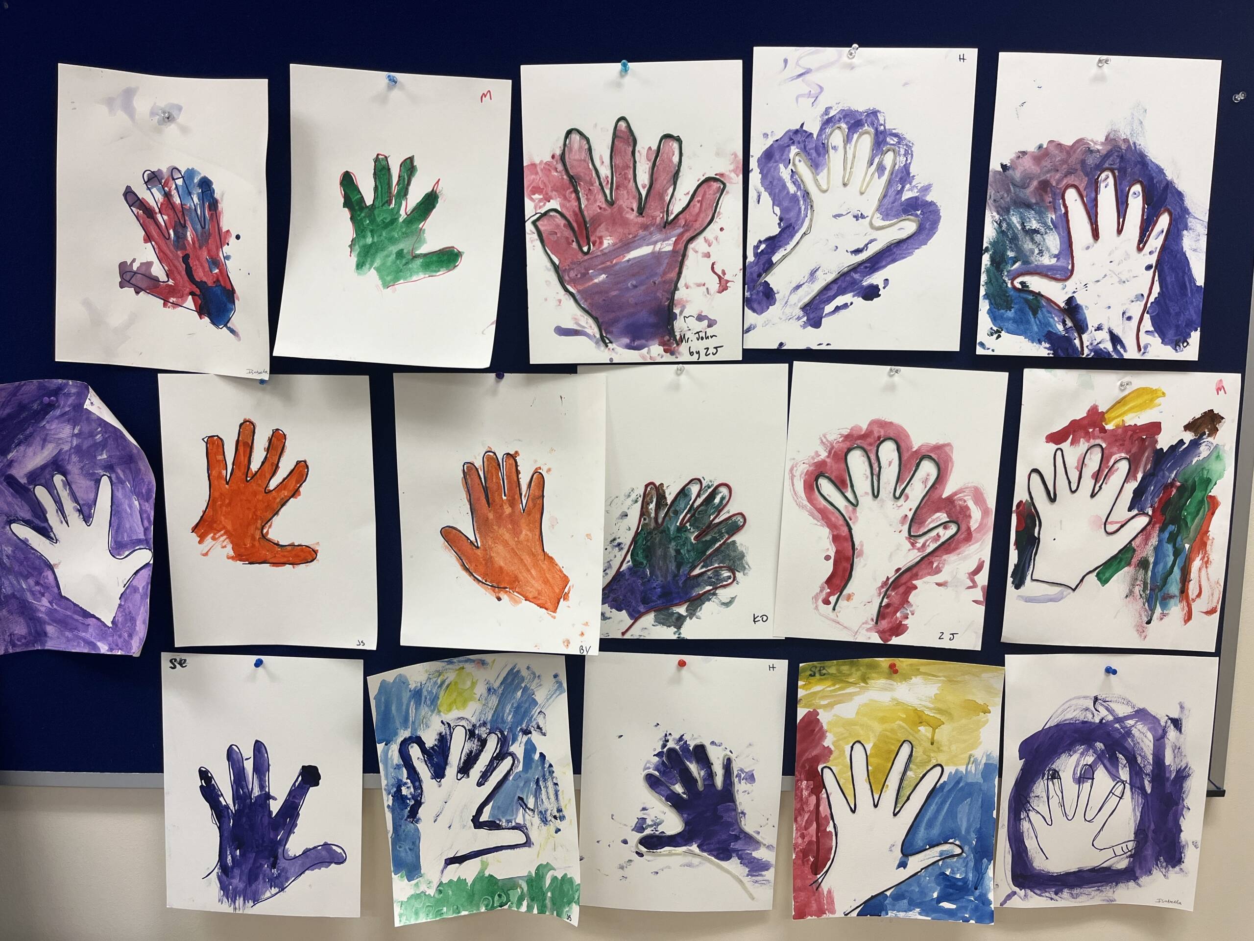 A few rows of the finished tactile hand paintings