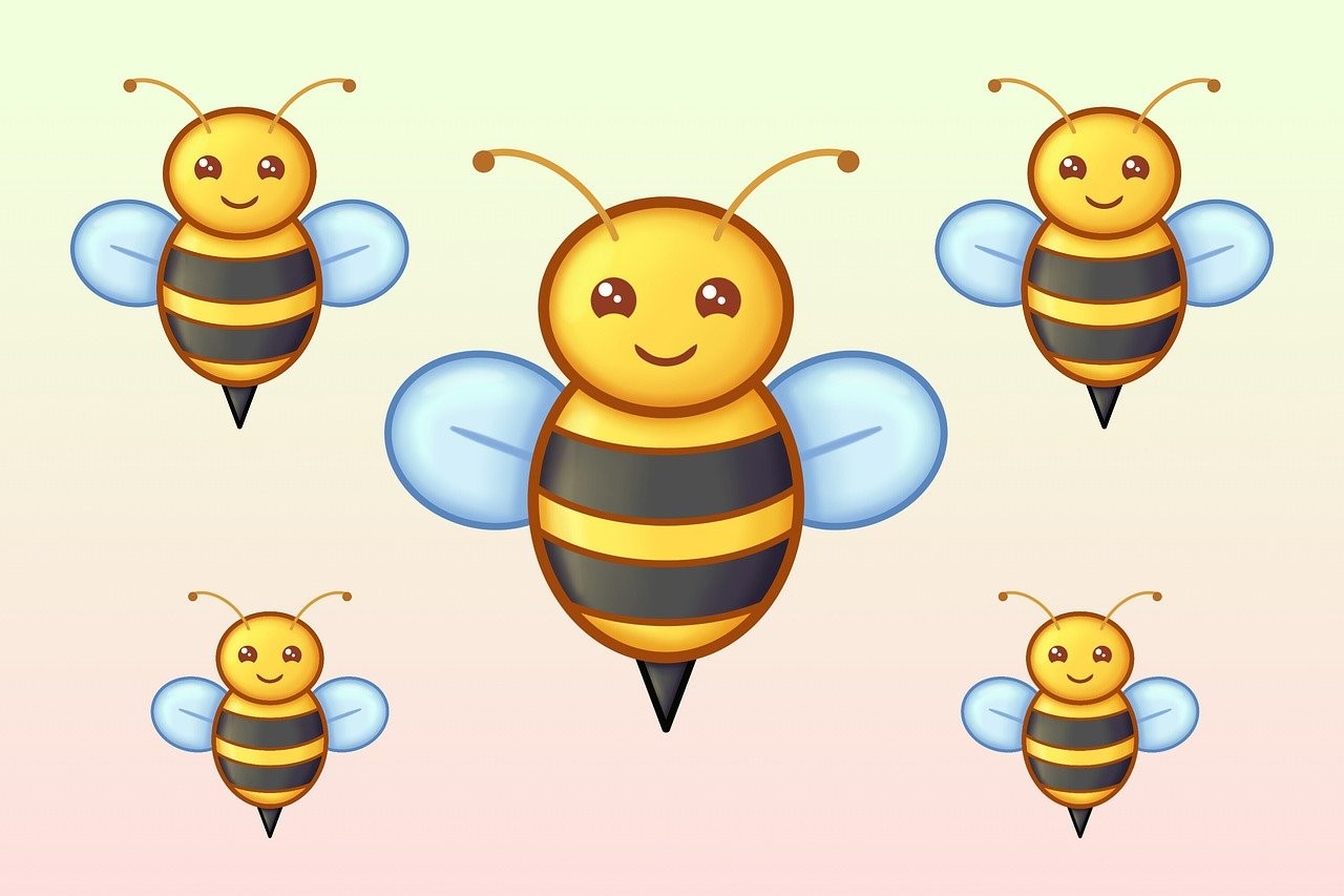 Cartoon bees with smiles