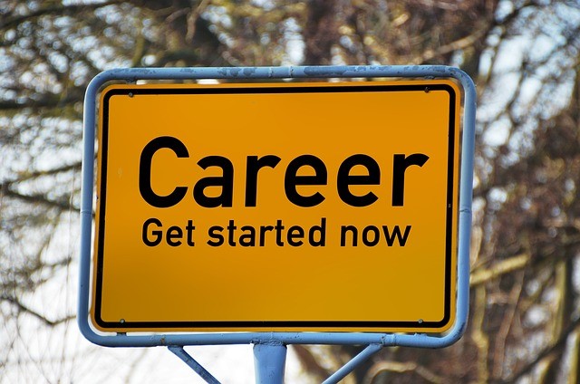 Street sign that says Career get started now